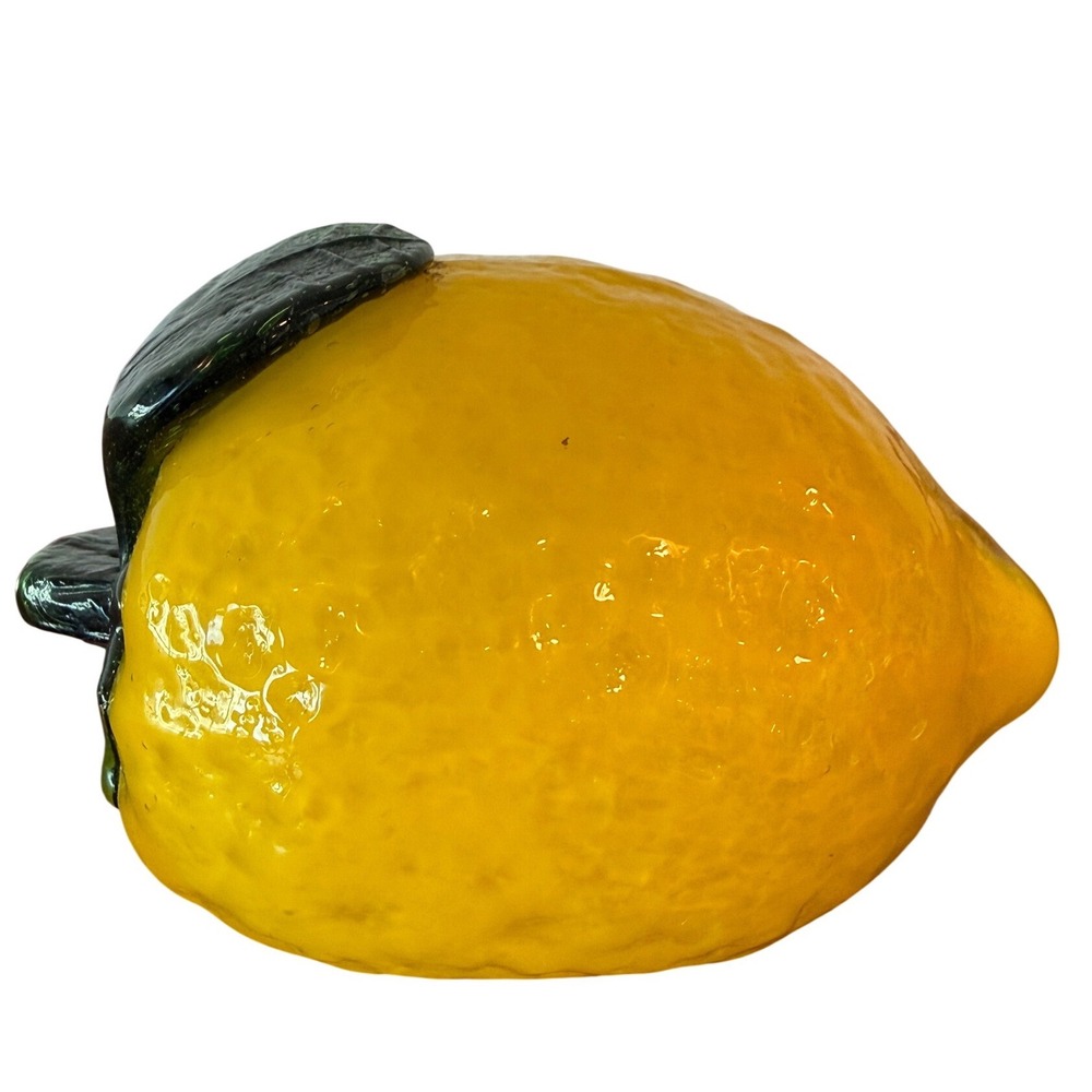 VTG Yellow Murano Style Handmade Blow 5" Glass Lemon Fruit Decorative
